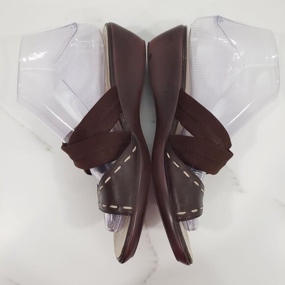 Carole Little Strappy Wedge Sandal Open Toe Slip On Brown Boho Comfort Size 7M - Picture 5 of 11